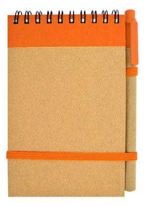 AO-423, BLOCK ECOLOGICO NARANJA C/ BOLIGRAFO