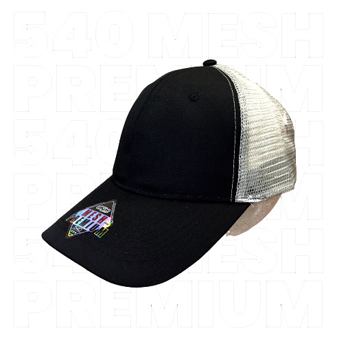 D000540, Gorra Mesh Premium. Malla premium. 100% poliéster. Ajuste plastificado. Botón forrado. visera pre-curveada. 6 gajos.