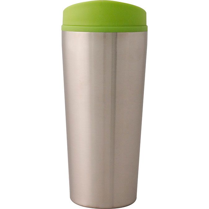 vas-bca, Vaso Bistro Candy Acero. Vaso Térmico de acero Inoxidable 500 ml. Ahora con tapas de diferentes colores, e interior de plástico en combinación con la tapa. Cierre a presión y boquilla de seguridad. Se entrega en caja de cartón individual. Lavar antes de usar.