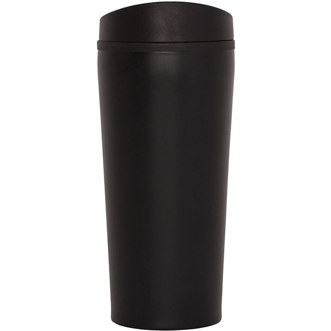 vas-bis, Vaso Bistro. Vaso Térmico de acero Inoxidable 500 ml. Interior en plástico negro. Tapa con cierre a presión y boquilla de seguridad. Se entrega en caja de cartón individual. Lavar antes de usar.