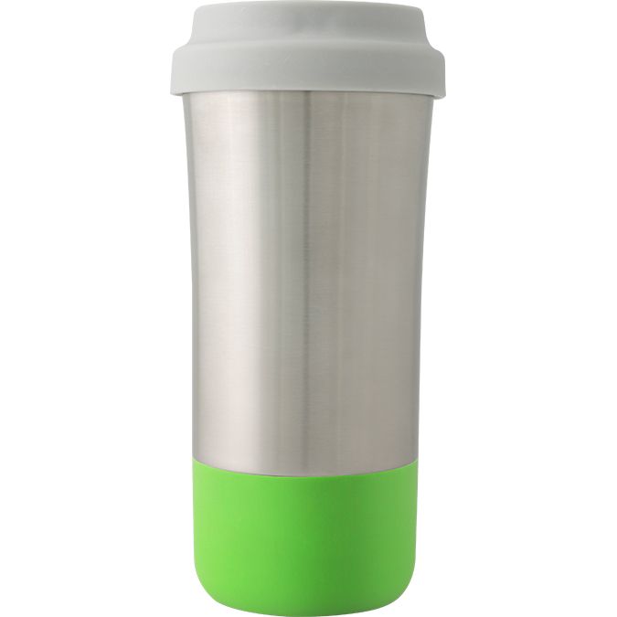 vas-fun, Vaso térmico de acero inoxidable e interior plástico de 500 ml. Base de silicón hipoalergénico (colores varios). Tapa con cierre de Rosca y boquilla de seguridad. Se entrega en caja de cartón individual. Lavar antes de usar.