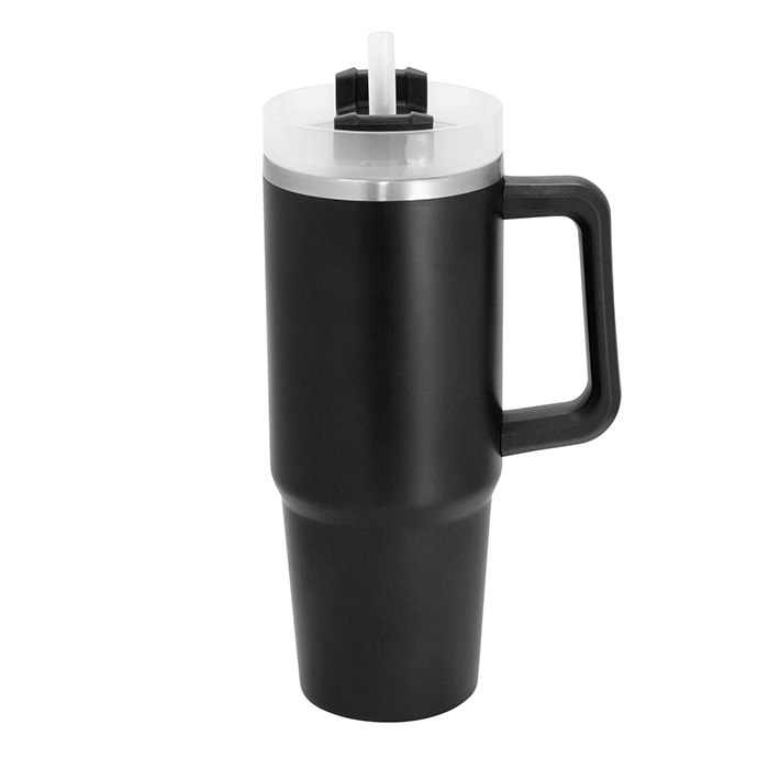 T702, Mug térmico MAGNO. Capacidad 880 ml. Acero inoxidable y PP. Mug doble pared, sellado al vacío con sorbete. Tecnología Vacuum. Interior en acero 304 y exterior en acero 201. Gran Mug doble pared con sorbete. Tapa plástica transparente a rosca con anillo de silicona. Cierre giratorio porta sorbete. Sorbete plástico translucido. Pintura exterior con acabado mate. Mantiene hasta 12 hs la temperatura de las bebidas calientes y 24 hs de las bebidas frías. Presentación en caja de regalo kraft.