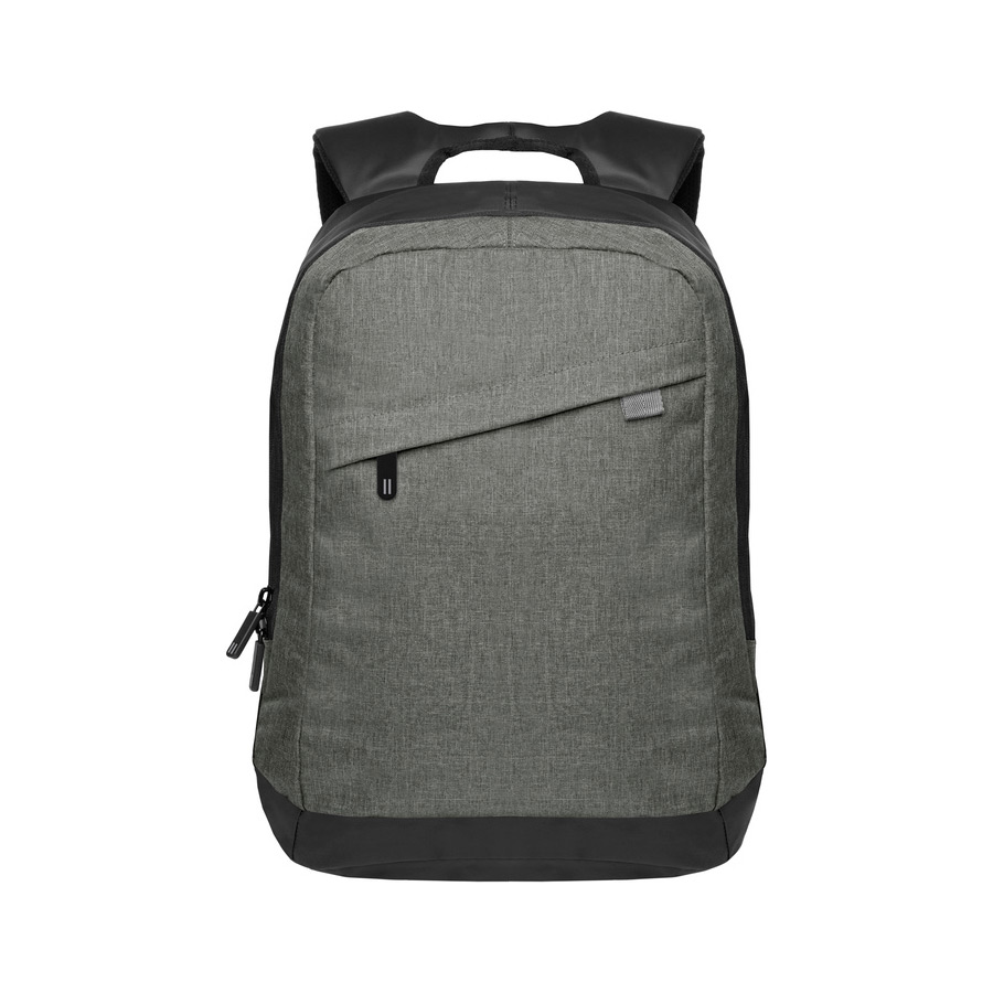 C533, Mochila promocional GREY. Capacidad 19 litros. Polyester 600D Snow: resistente al agua. Mochila con un bolsillo frontal e intermedio con cierre. Compartimento principal acolchado con porta laptop y porta tablet. Parte posterior y correas acolchadas y ajustables. Tiradores de cierres en goma. Laterales y correas de tela impermeable.