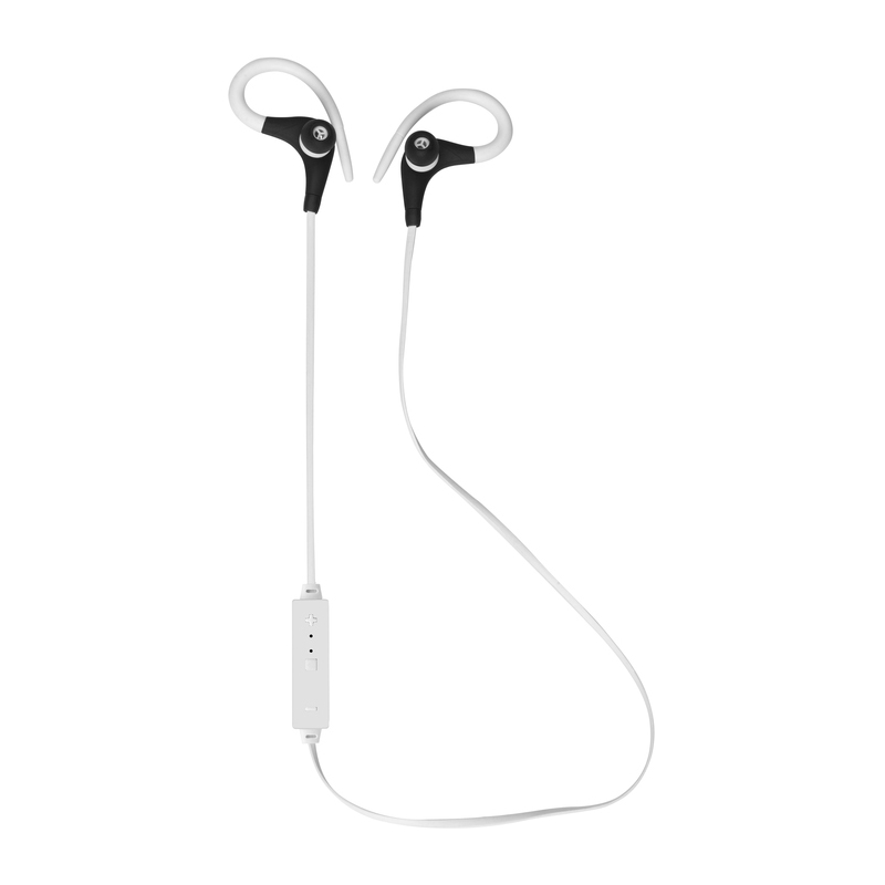 EC717, Audí­fonos Funn. Plástico. Audí­fonos bluetooth. Cable de 57,5 cm aprox. Sujeción deportiva que asegura una buena fijación. Botones para aumentar / disminuir el volumen, aceptar y rechazar una llamada. En uno de los costados entrada mini usb para recargar la baterí­a. Estuche redondo de Eva Pouch.