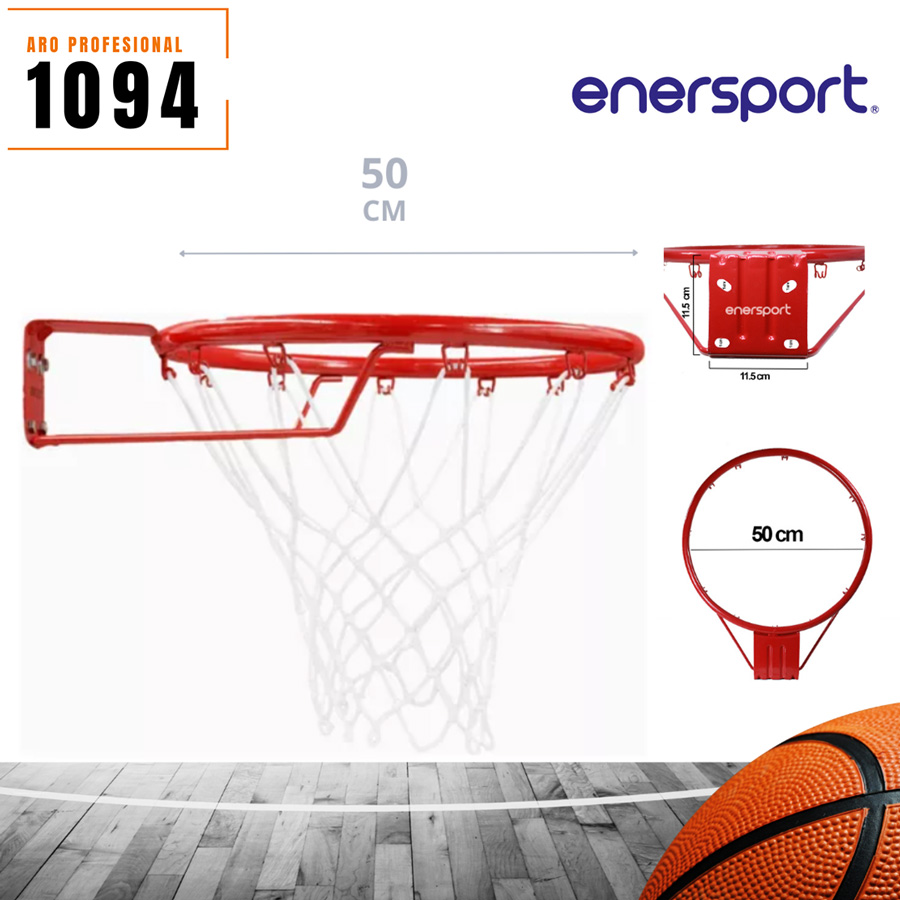 1094ARRJ, Aro de basquetbol profesional de 12 ganchos fabricado en tubo de metal 7/8 calibre 18. Fácil de instalar. Resistente a la intemperie.