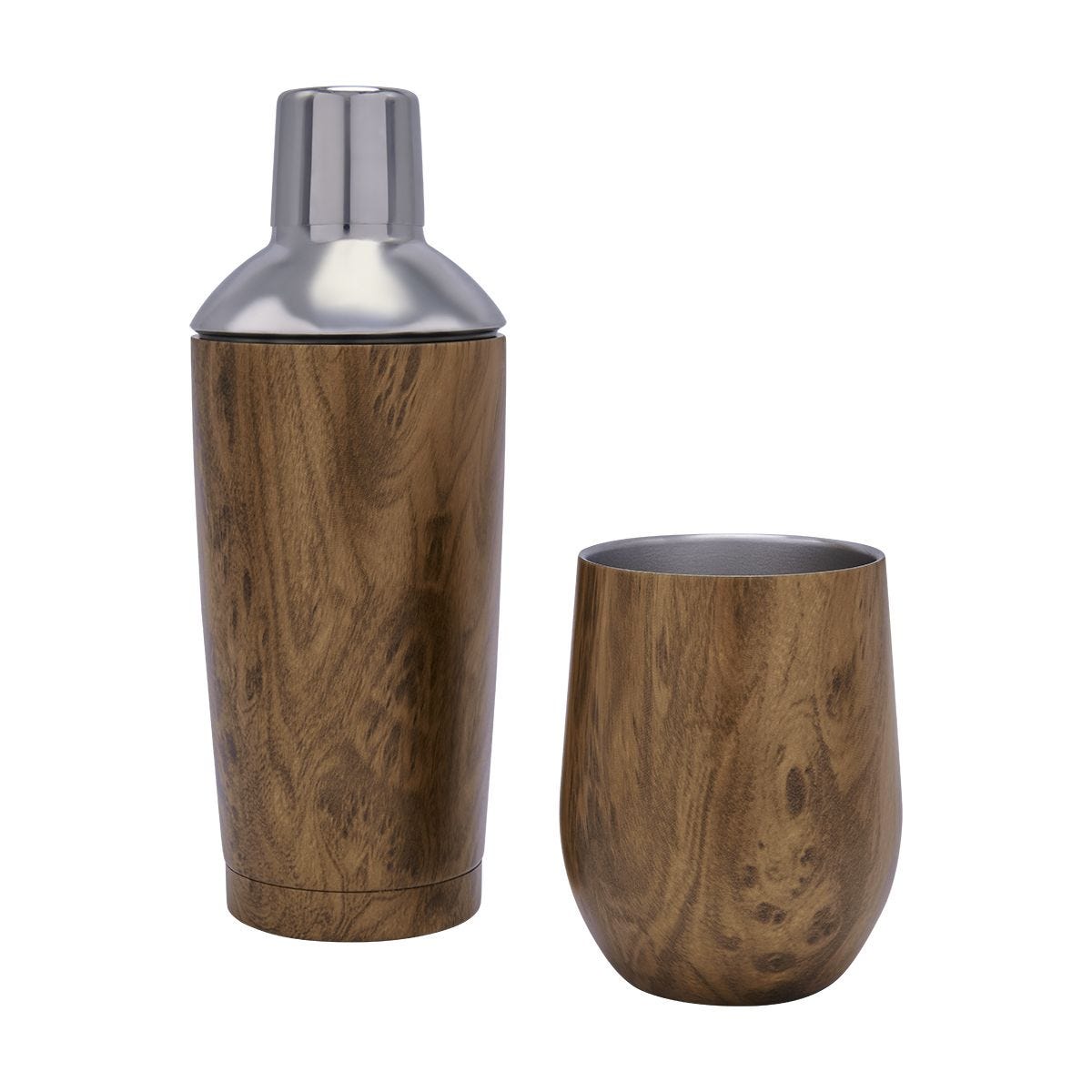 BAR 020, Set Shaker SALóN. Set para preparación de bebidas. Incluye shaker y vaso metálico de doble pared, ambos sellados al vacío y caja.