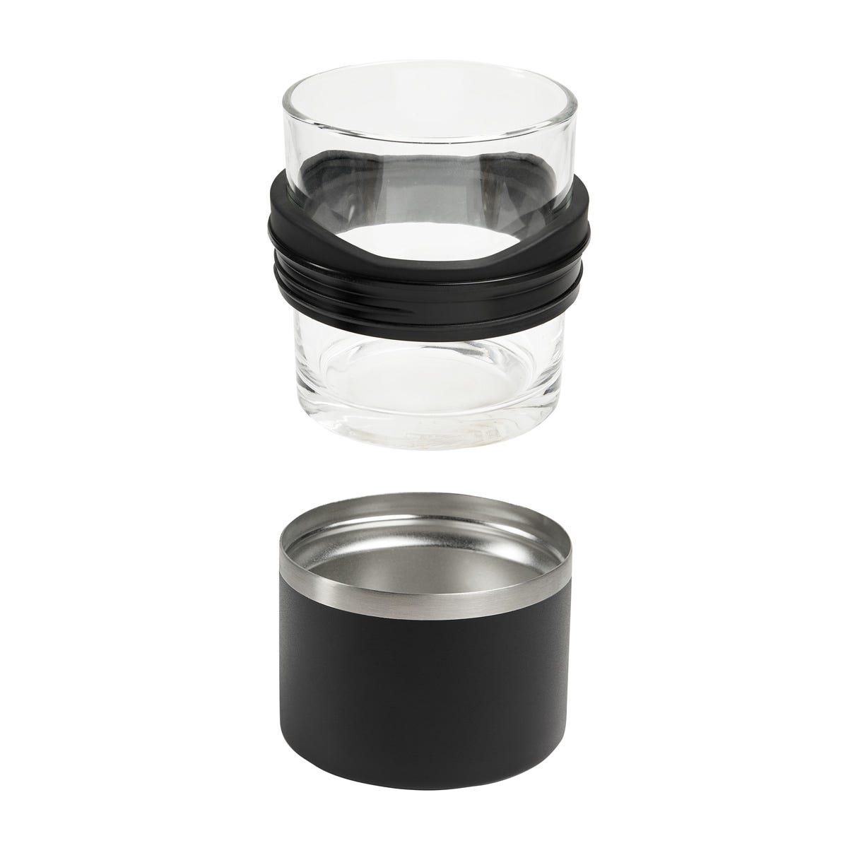 BAR 039, Vaso WHISKERO BASILE. Disfruta de tu whisky favorito a cualquier hora del día. Incluye vaso de cristal y funda doble pared de acero inoxidable diseñado para mantener tu bebida fría sin diluirla. Ideal para los verdaderos amantes del whisky, este vaso combina elegancia y funcionalidad, manteniendo la temperatura de tu cóctel por más tiempo mientras preserva su sabor puro. Su diseño premium es perfecto para quienes aprecian cada detalle de su experiencia de degustación. Incluye caja individual.