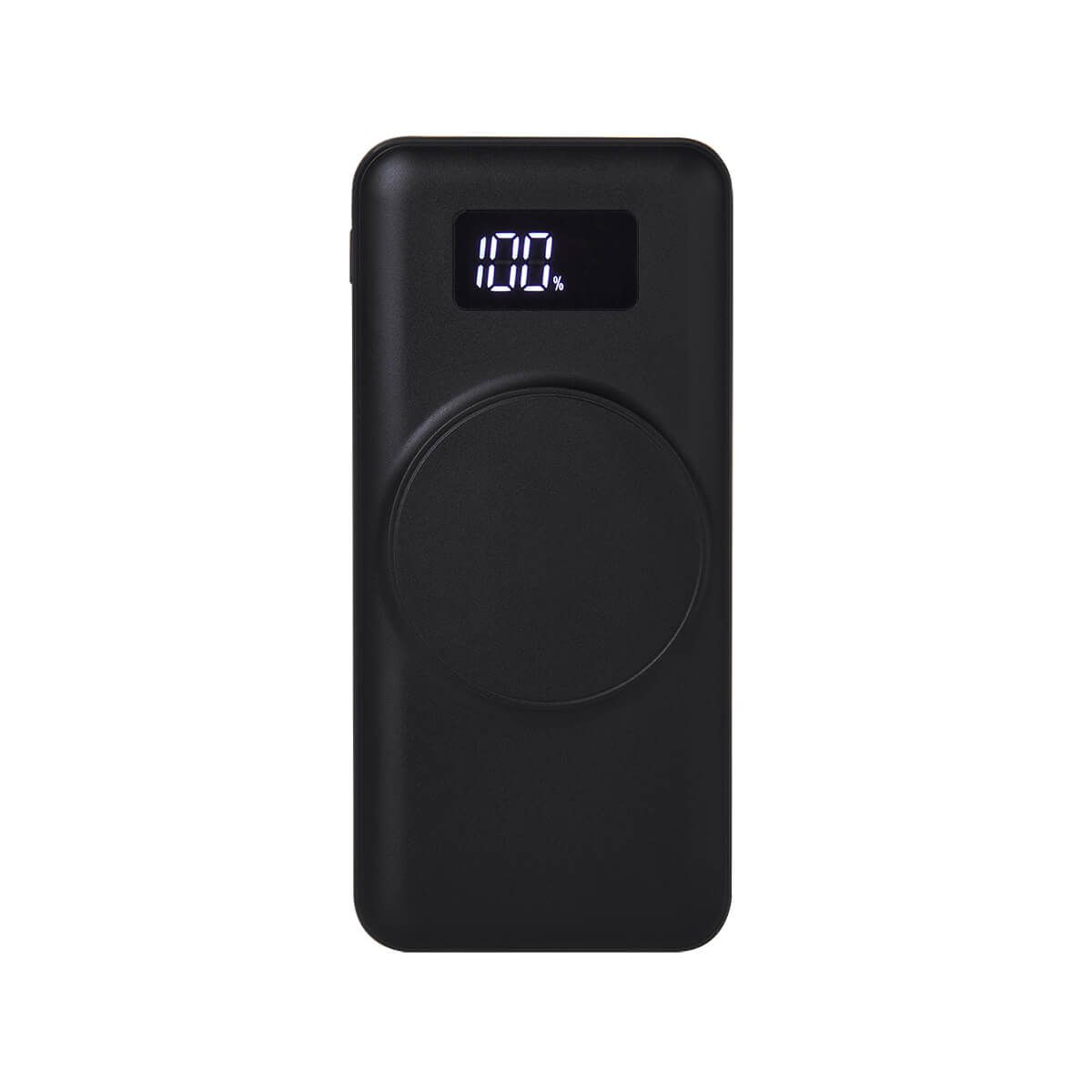 CRG 040, POWER BANK LANTANO. Batería auxiliar para smartphone, capacidad 10,000 mAh con carga inalámbrica y tecnología de imanes que se fija automática y seguramente en la posición más optima para iniciar la carga compatible con dispositivos iOS. Display indicador de batería. Puerto tipo C, USB y Lightning . 8 pines). Holder en la parte trasera. Potencia de carga 10W. Incluye cable cargador compatible con USB y micro USB.