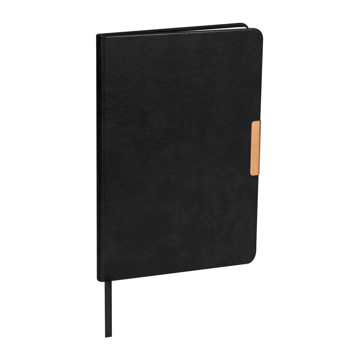 HL 9047, Libreta KOLM. Libreta con 80 hojas a rayas. Cubierta rígida con clip metálico y acabado en rose gold, que aporta un estilio ejecutivo y elegante. incluye un listón separador de hojas