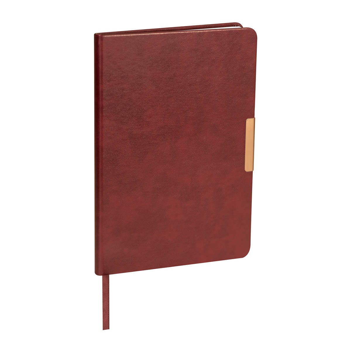 HL 9047, Libreta KOLM. Libreta con 80 hojas a rayas. Cubierta rígida con clip metálico y acabado en rose gold, que aporta un estilio ejecutivo y elegante. incluye un listón separador de hojas