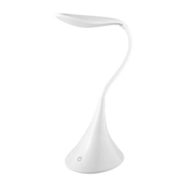 LAM 1070, LÁMPARA DE ESCRITORIO SWAN. Lámpara de 12 LEDS. Cuello flexible y ajustable. Funciona con baterías y con cable USB. Intensidad de luz ajustable. No incluye baterías . 3 pilas AA.