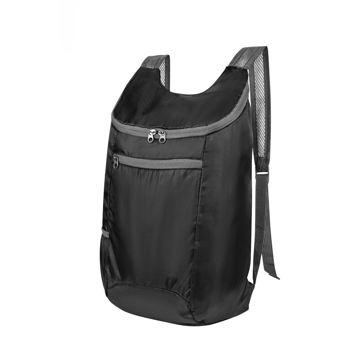 SIN 309, MOCHILA VOYAGE. Mochila deportiva práctica y ligera. Cuenta con bolsa principal, bolsillo frontal con cierre, compartimento lateral con elástico, asas para hombro ajustables y asa superior. Al interior incluye una pequeña bolsa con jareta ideal para guardar la mochila plegada en tu bolsa.