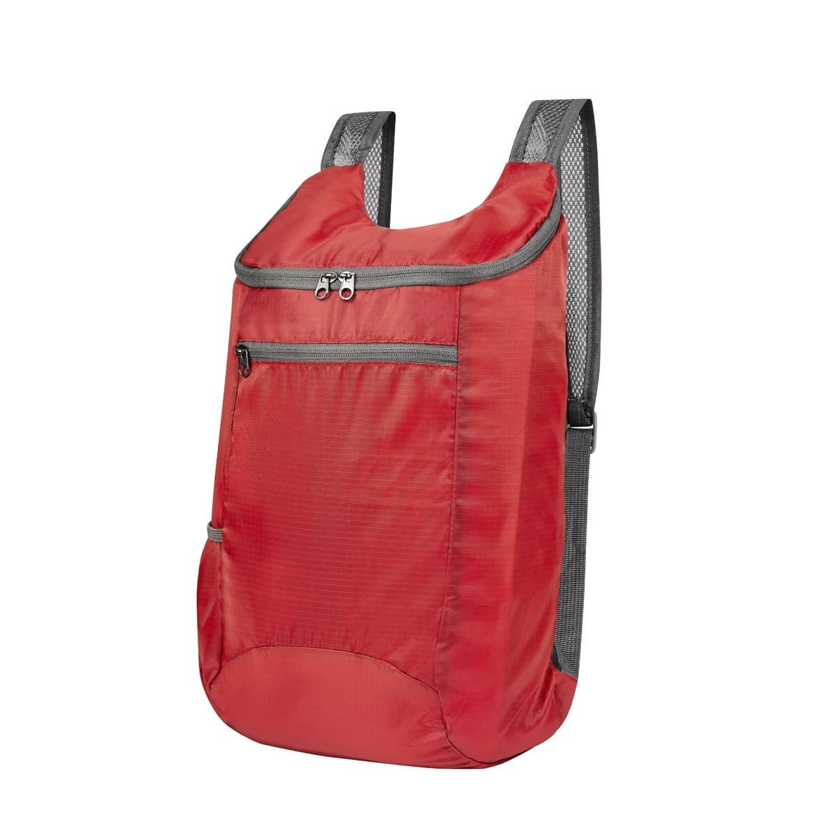 SIN 309, MOCHILA VOYAGE. Mochila deportiva práctica y ligera. Cuenta con bolsa principal, bolsillo frontal con cierre, compartimento lateral con elástico, asas para hombro ajustables y asa superior. Al interior incluye una pequeña bolsa con jareta ideal para guardar la mochila plegada en tu bolsa.