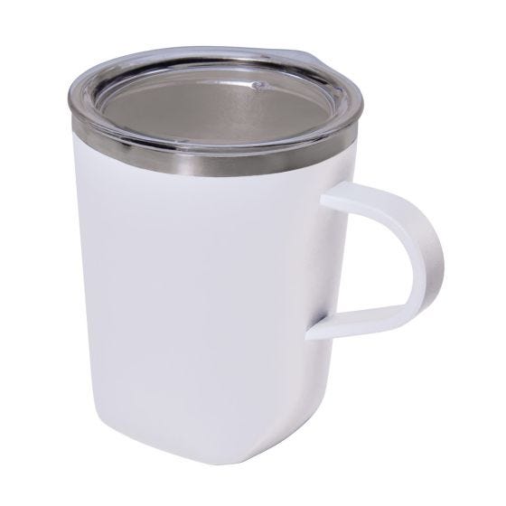 TAZ 049, Taza BOLLE. Taza de doble pared. Cerrado al vacío. Pared interna y externa de acero inoxidable. Tapa de plástico con ranura. Incluye caja individual.