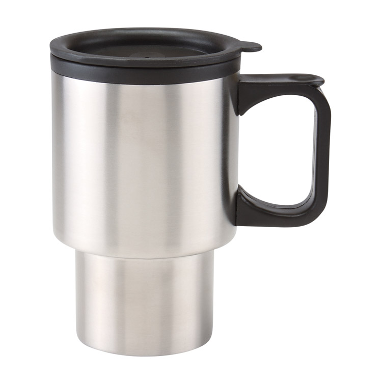 TMPS 16, TERMO TRAVEL MUG. Termo promocional de doble pared. Pared interna plástico, pared externa acero inoxidable. Tapa de plástico con válvula de seguridad. Incluye caja individual.