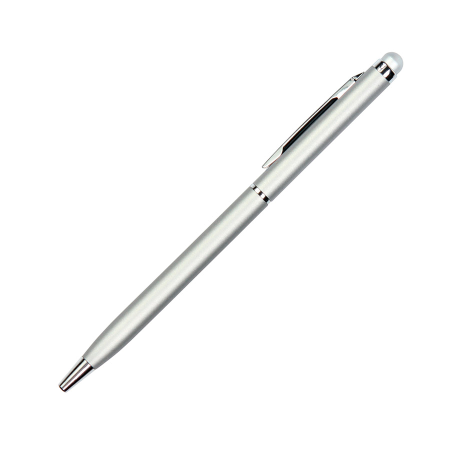 BL-175, Bolígrafo con barril de aluminio, clip metálico, punta plástica, con touch en la parte superior. Tinta de escritura azul.