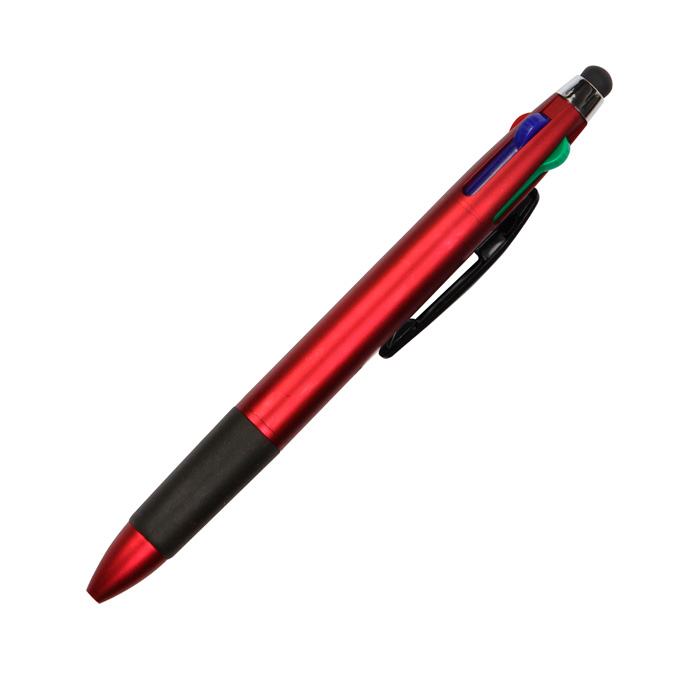 BL-178, Pluma promocional4 en 1, con barril de plástico ABS, clip de plástico y touch en la parte superior, 4 colores de escritura (azul, negro, rojo, verde).