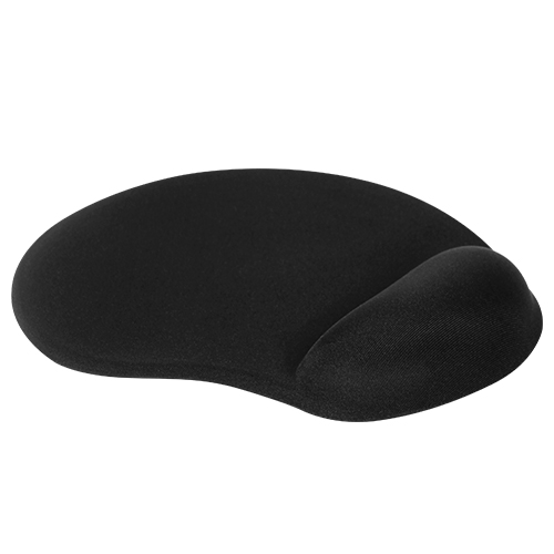 DK-067, Mouse pad ergonomico de plástico con cubierta de tela y descansa muneca de silicon, color gris y negro