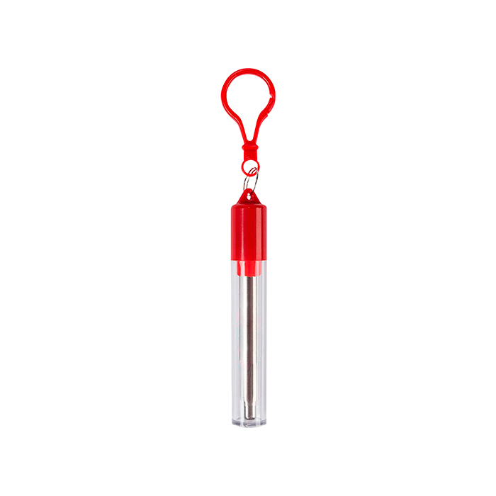 HM-037, Popote retrácti de acero inoxidable, contiene cepillo para fácil limpieza y practico estuche de acrilico con arnes para llevarlo a todas partes, se puede grabar en el popote y cuenta con un área amplia para impresión en el estuche.