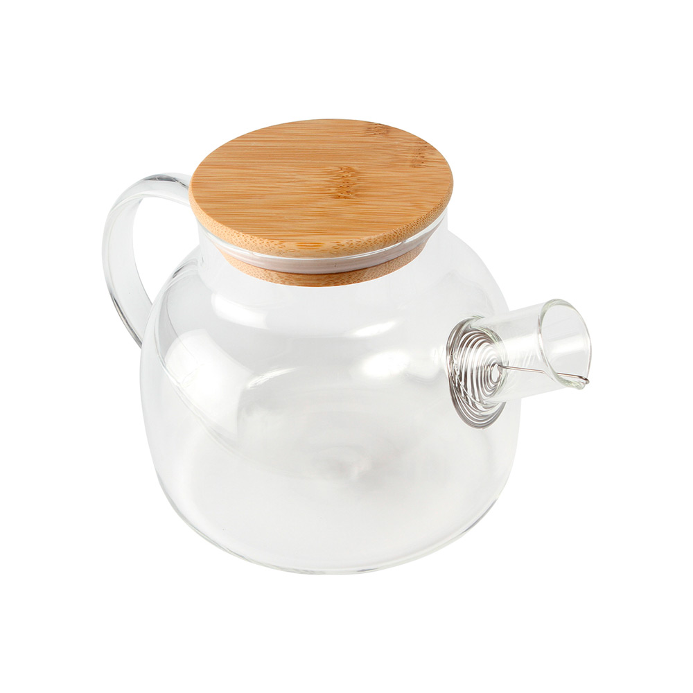 HM-060, TETERA DE VIDRIO DE BOROSILICATO CON TAPA DE BAMU Y REJILLA METALICA. CAPACIDAD 850ML