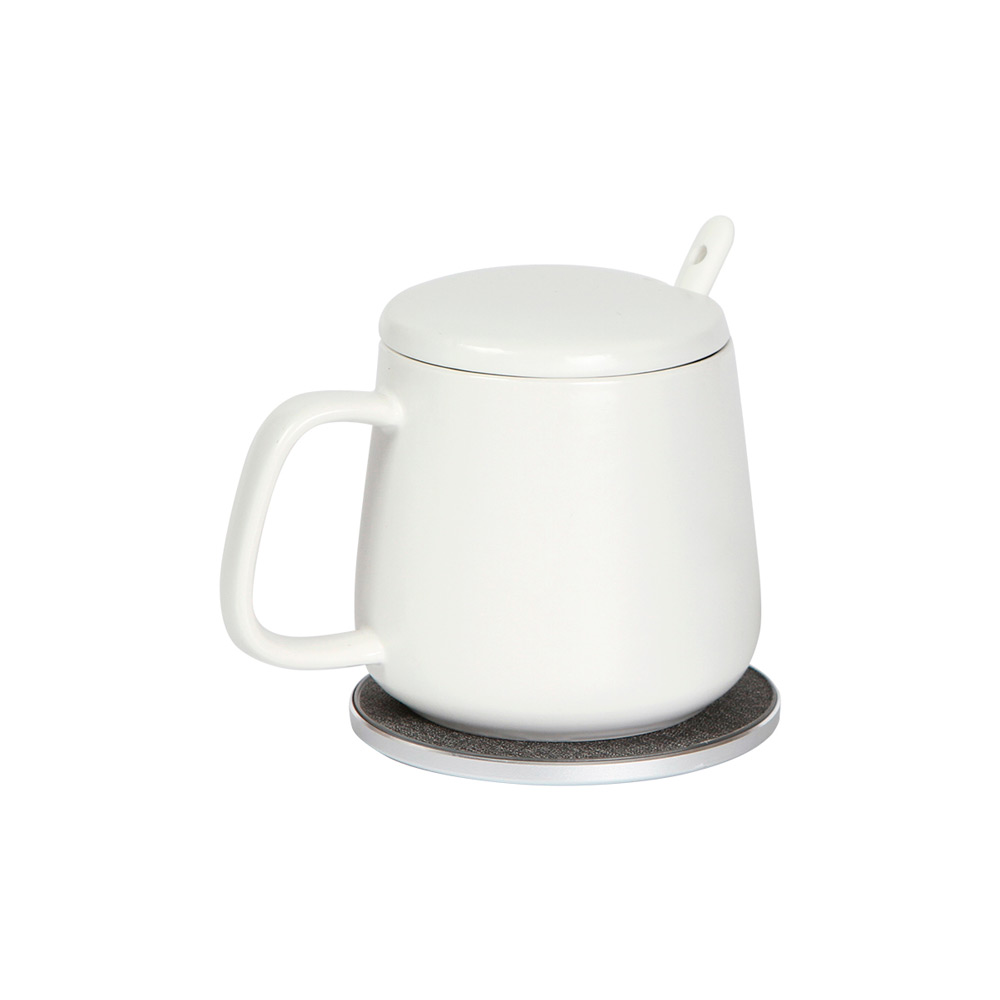 HM-068, TAZA DE CERAMICA CON CALENTADOR Y CARGADOR INALAMBRICO INTEGRADO DE 10W. DE 350ML, COLOR BLANCO Y NEGRO