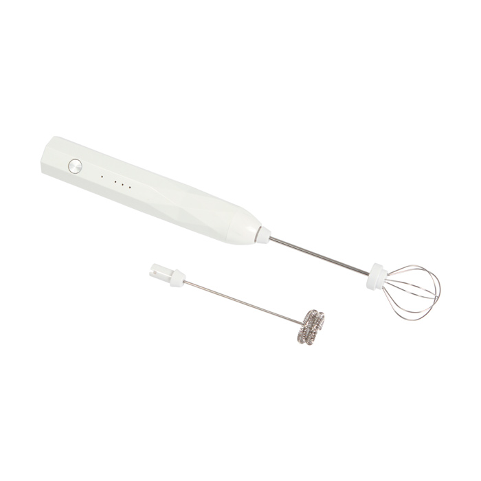 HM-075, Espumador para leche fabricado en plástico ABS con dos puntas batidoras. Batería integrada recargable a través de cable USB (incluido). Incluye caja de cartón individual.