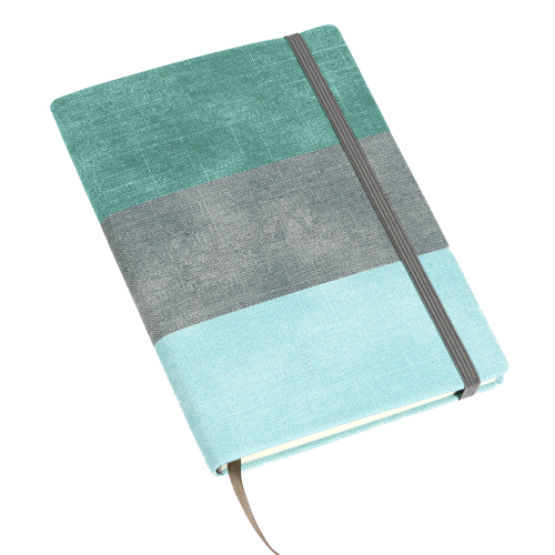 LB-035, Libreta tricolor con resorte sujetador de pastas colores: azul/gris/azul claro y verde/gris/azul claro.