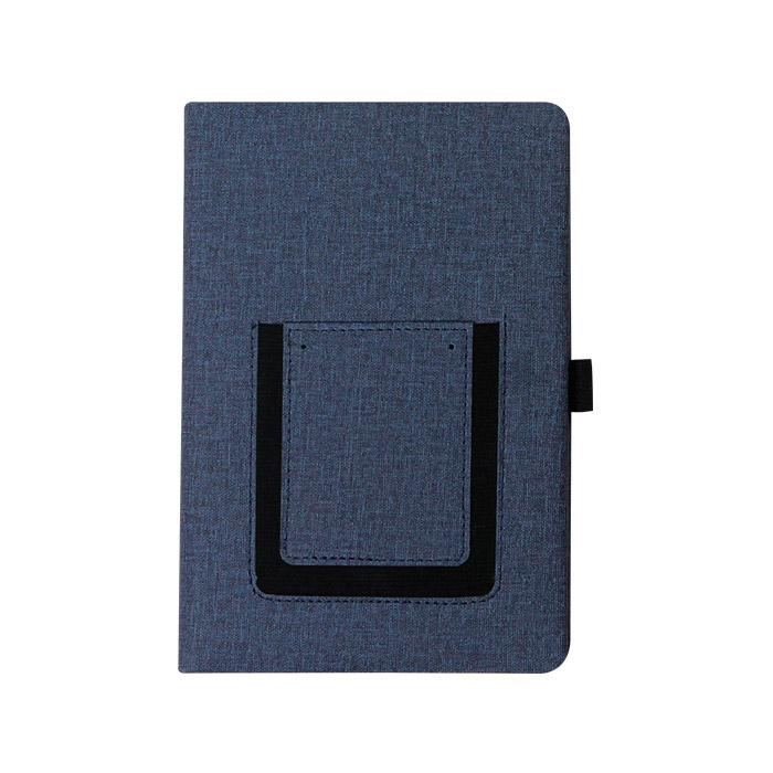 LB-049, Libreta cubierta en curpiel pasta rígida con 80 hojas y separador, bolsillo porta celular.