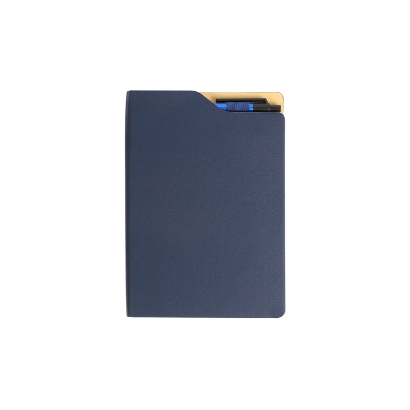 LB-087, Libreta con bolígrafo, fabricada en PU, tamaño A5, con 80 hojas, y elástico para sostener bolígrafo.