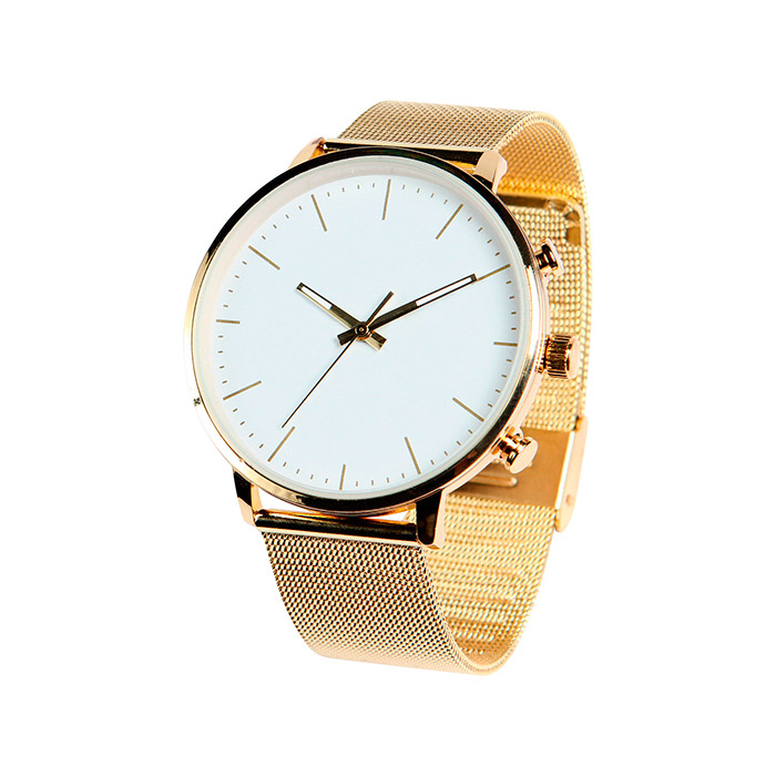 RP-063, Reloj de pulso unisex con caja metálica, extensible metálico.