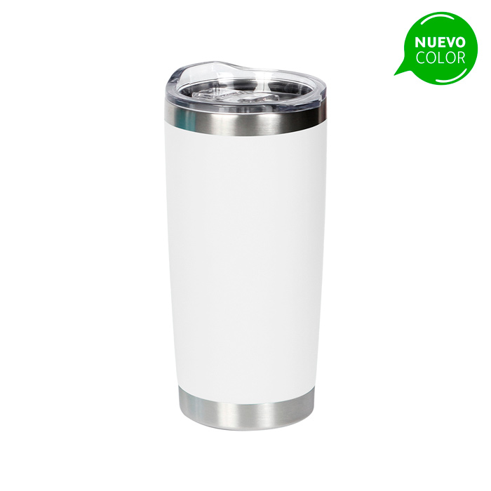 TE-052, Vaso de acero inoxidable doble pared con tapa transparente, capacidad 20 onzas