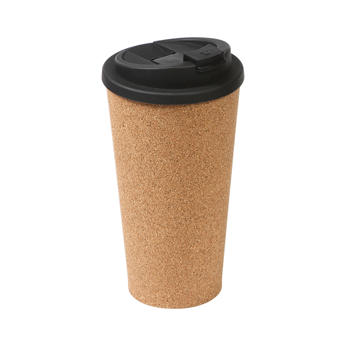 TE-082, Vaso de polipropileno con cubierta de corcho y tapa antiderrame, capacidad 450 ml.