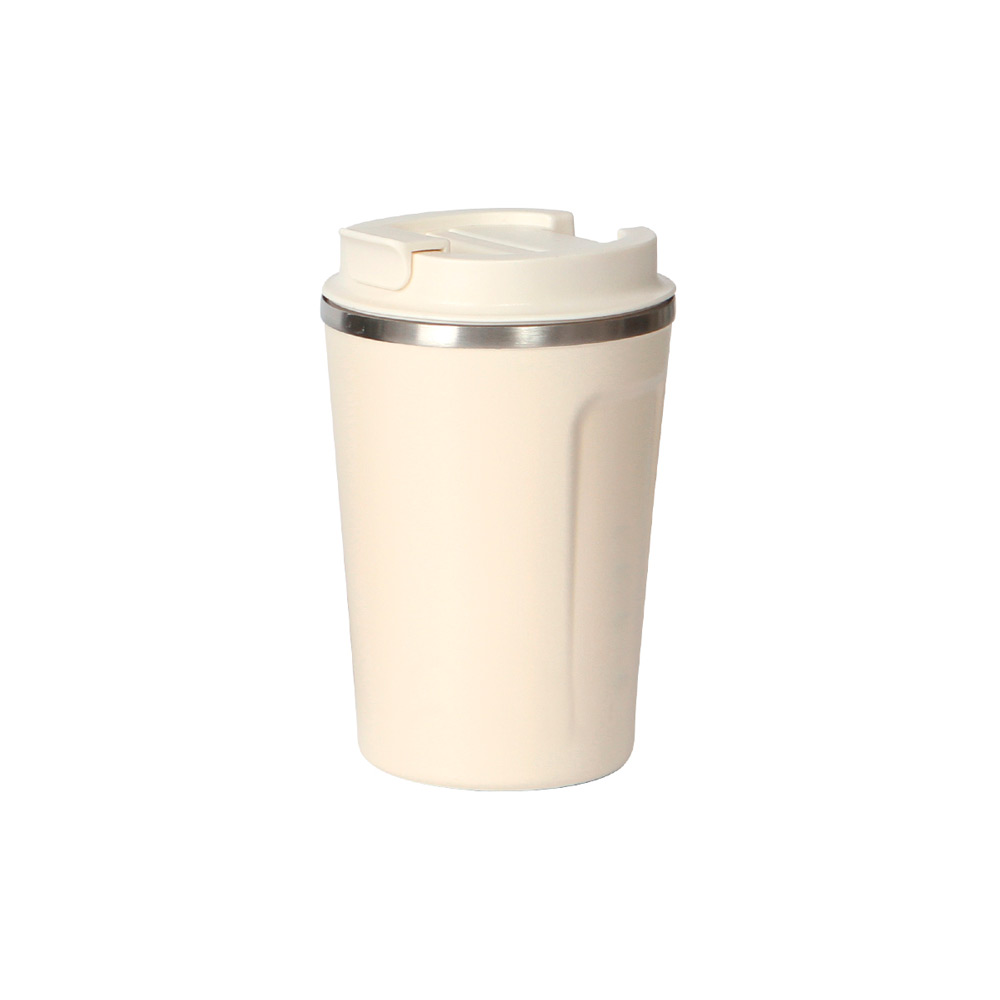 TE-104, VASO DOBLE PARED DE ACERO INOXIDABLE CON TAPA DE POLIPROPILENO (PP). CAPACIDAD 380 ML, COLORES: BLANCO Y NEGRO