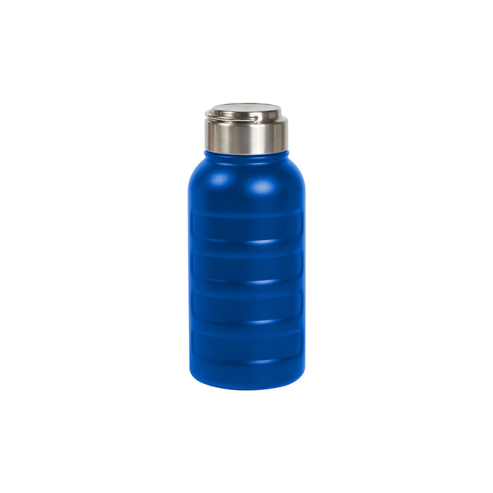 TE-178, Termo promocional cilindro de acero inoxidable doble pared con tapa de seguridad y manija de acero, ideal para transportar bebidas calientes con seguridad y sin derrames. Incluye caja de cartón. Capacidad de 750 ml.