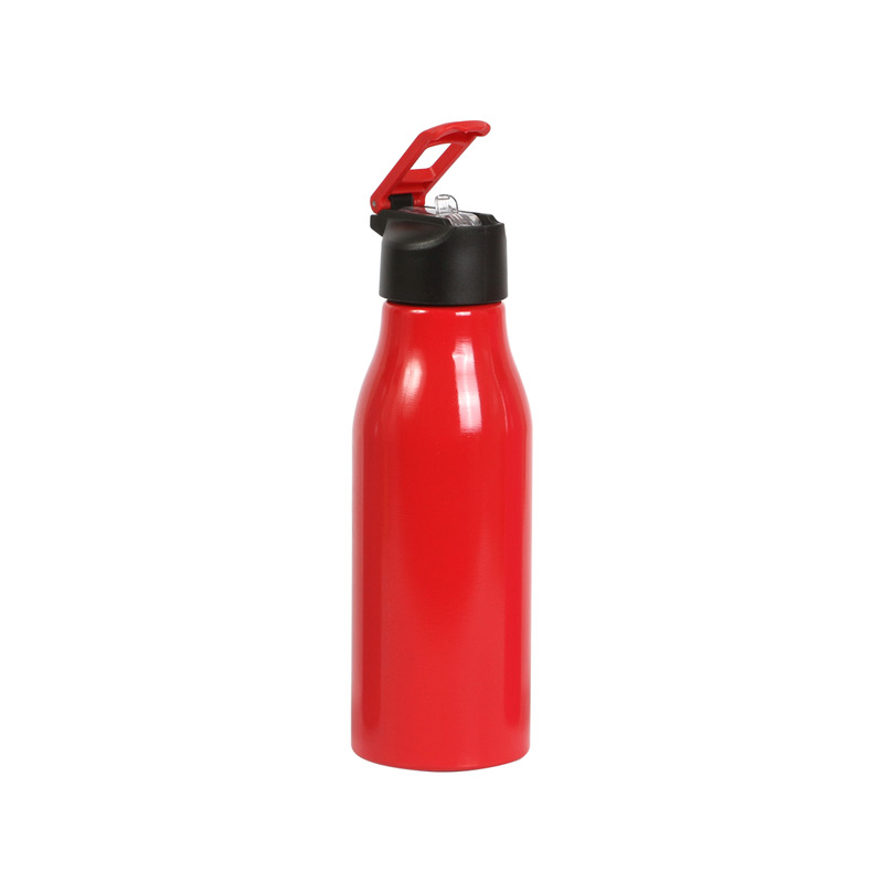 TE-186, Botella de aluminio con revestimiento de color en el exterior con terminado brillante. Popote contraible y tapa de plástico. Capacidad de 650 ml. (22 onzas). Fabricado en materiales de grado alimenticio libre de BPA.