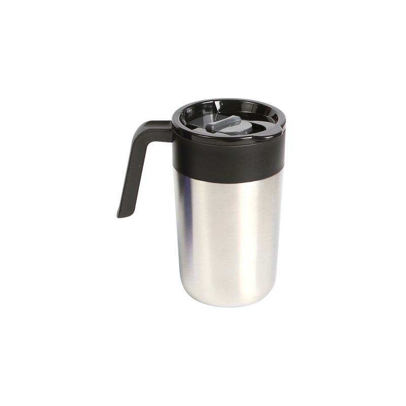 TE-188, Taza para café, fabricado en acero inoxidable, con asa y tapa fabricadas en plástico. Capacidad de 400 ml. (14 onzas). Su diseño resistente la convierten en una opción ideal para llevar tu café contigo. Está fabricado en materiales de grado alimenticio y el acero inoxidable permite mantener la temperatura de tus por más tiempo. No usar en microondas. Incluye caja individual.