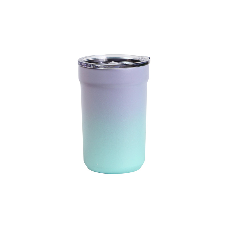 TE-212, Vaso Giswil. Vaso térmico fabricado en acero inoxidable doble pared. Capacidad de 14 oz. Incluye tapa transparente. Diseño en colores degradados que derrocha estilo