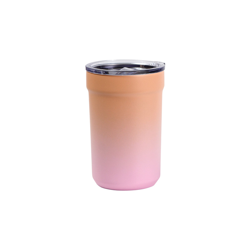 TE-212, Vaso Giswil. Vaso térmico fabricado en acero inoxidable doble pared. Capacidad de 14 oz. Incluye tapa transparente. Diseño en colores degradados que derrocha estilo