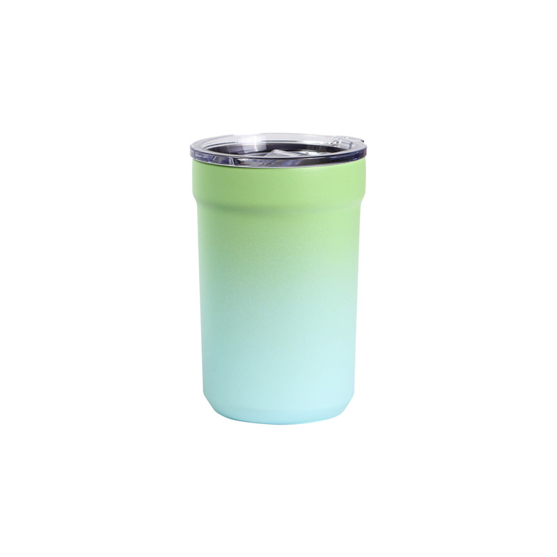 TE-212, Vaso Giswil. Vaso térmico fabricado en acero inoxidable doble pared. Capacidad de 14 oz. Incluye tapa transparente. Diseño en colores degradados que derrocha estilo