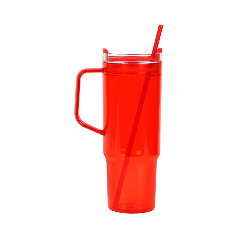 TE-218, Vaso Eslov. Vaso fabricado en plástico de una pared. Capacidad 1,200 ml. Incluye popote y agarradera. Detalles de color iguales al cuerpo.