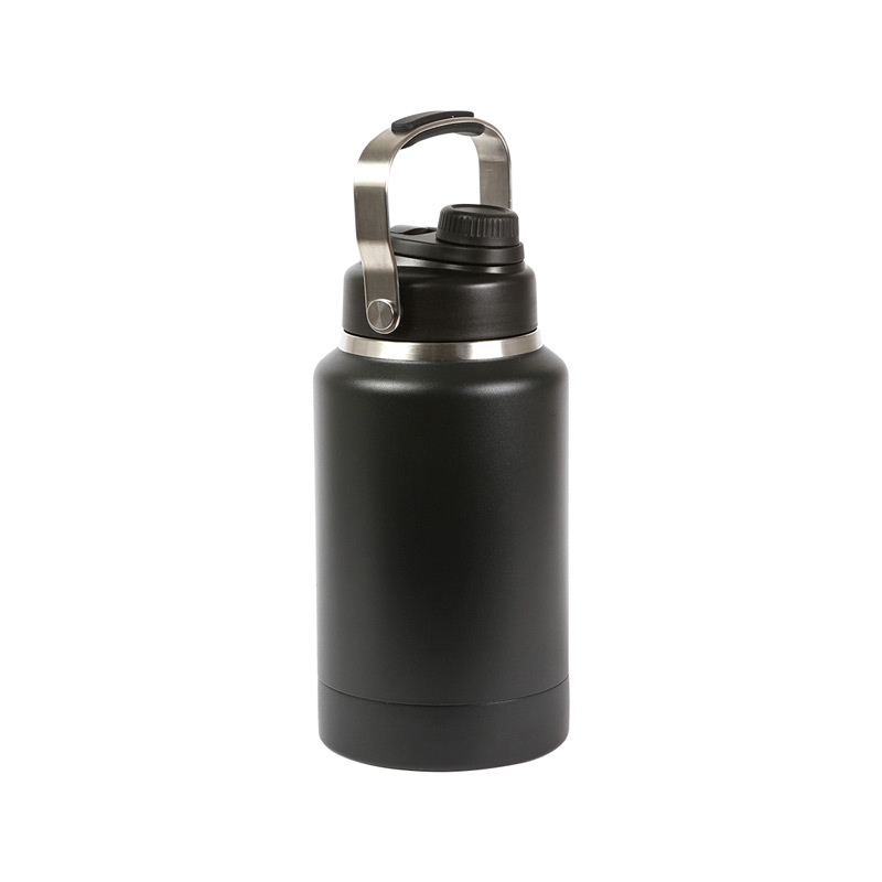 TE-219, Cilindro Lungern. Cilindro doble pared fabricado en acero inoxidable 604, tapa de seguridad de rosca con boquilla. Capacidad de 1,800 ml. Incluye caja de color individual y asa metálica para transportar, peso 1,150 g.