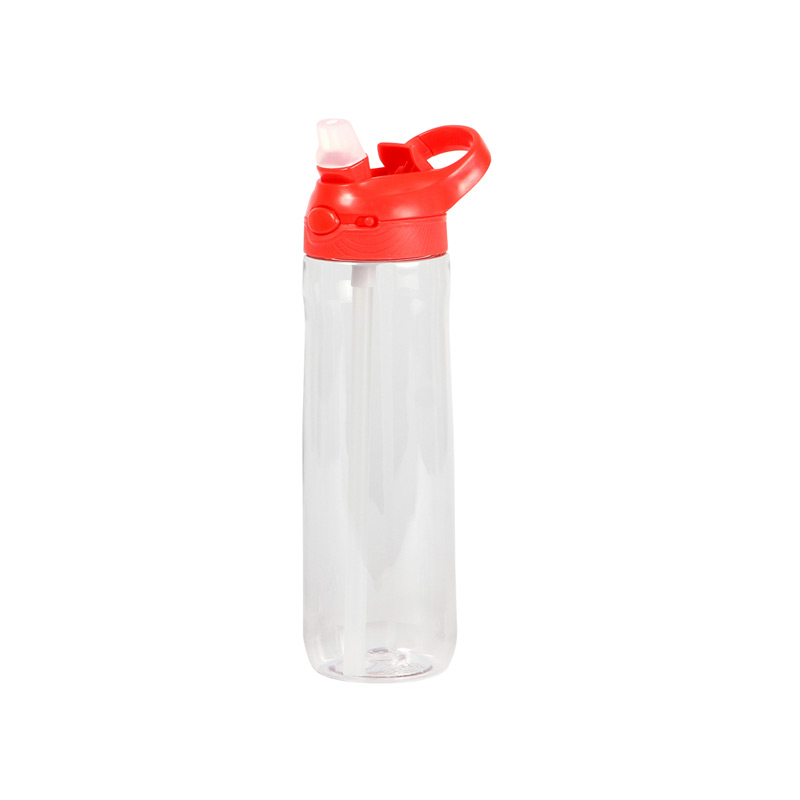 TE-225, Botella Oland. Botella con cuerpo transparente y tapa con bloqueo de seguridad, cuenta con boquilla de silicona y agarradera de color, fabricada en tritán y ABS. Capacidad de 750 ml, peso de 183 g.