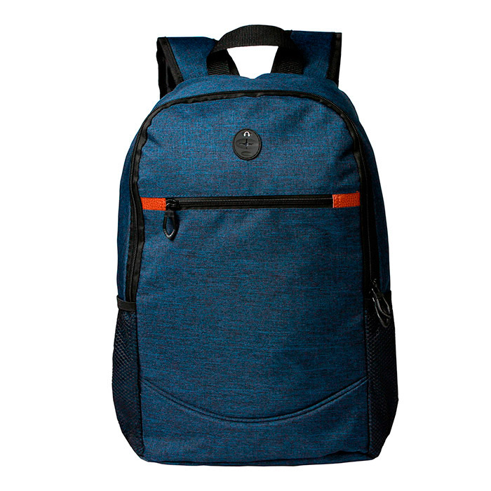 TX-078, Mochila signature tipo backpack con salida para audífonos y 2 compartimentos laterales de malla, fabricada en poliéster de alta calidad y bolsa al frente con cierre.