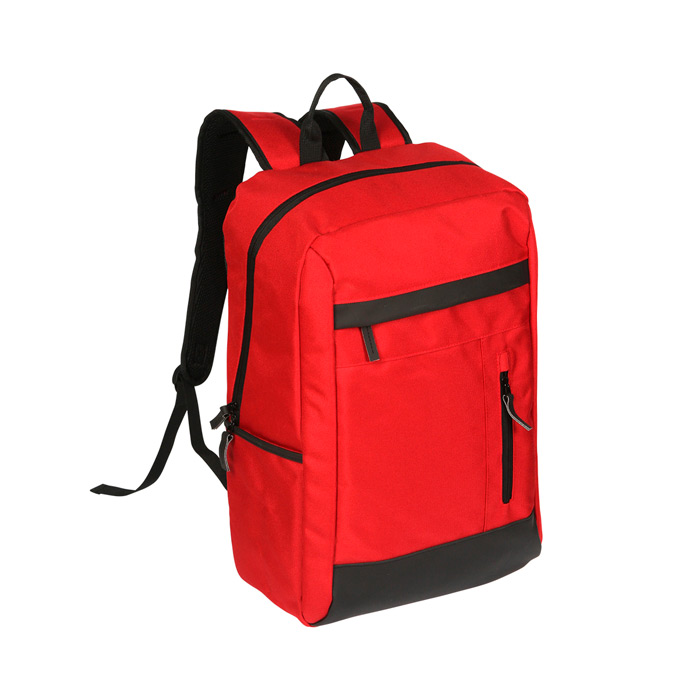 TX-192, Backpack Tirana. Backpack fabricada en nylon y curpiel, con bolsillos frontales con cierre, compartimento interno para laptop, bolsillos laterales, tirantes ajustables y asa superior.