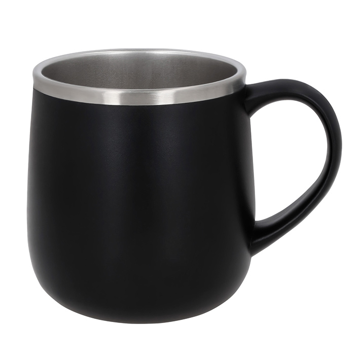 HO 137, SABO. Taza con doble pared interior de acero inoxidable y exterior de plástico con asa.