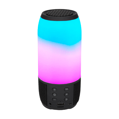 SO-103, Bocina bluetooth con luz LED de modalidad intercambiable o fija, entrada de auxiliar, entrada USB, tarjeta TF, entrada DC 5 V y función manos libres, Capacidad de carga de 1200 mAh y potencia de salidad de 8W.