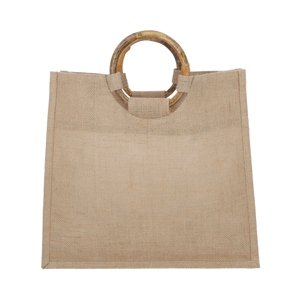 BL-194, Bolsa de yute con doble asas de madera y fuelle.