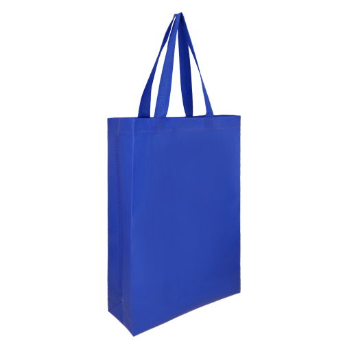 BL-067, Bolsa ecológica laminada y termo sellada de non woven con fuelle de 10 cm y asa de 18.5 cm.