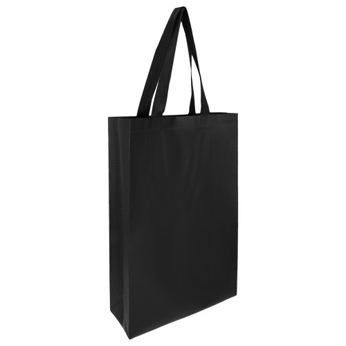 BL-067, Bolsa ecológica laminada y termo sellada de non woven con fuelle de 10 cm y asa de 18.5 cm.