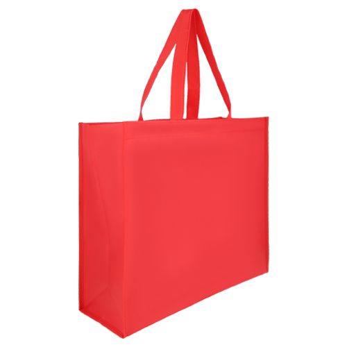 BL-068, Bolsa ecológica laminada y cosida de non woven con fuelle de 13 cm y asa de 22 cm.